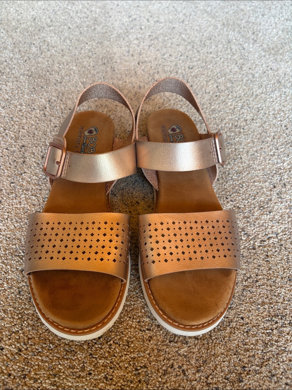 Skechers Women's Metallic Rose Gold Slingback Sandals